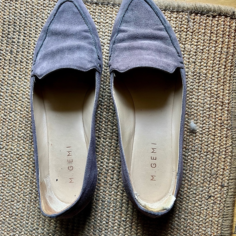 M. Gemi Gray Suede Pointed-Toe Flats